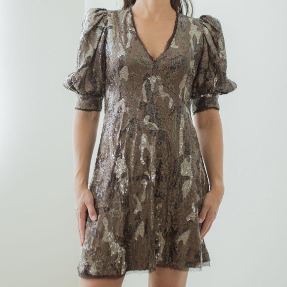 Zadig & Voltaire Sequin Dress in Bronze and Black - Picture 2 of 5